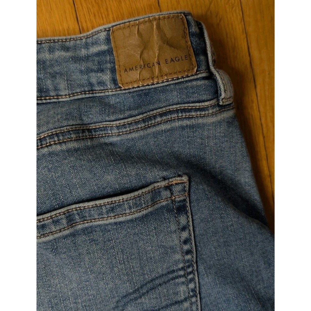 AEO American Eagle Womens Jeans 18 Short Wide Leg Super Stretch Blue Denim Pants - Picture 6 of 11
